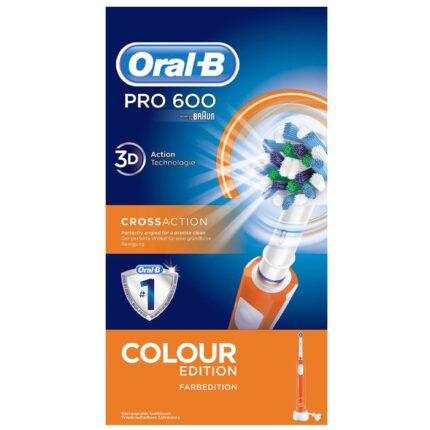 oral b pro 600 crossaction electric toothbrush rechargeable powered by braun orange