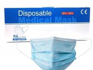 blue face mask 3ply disposable elastic loop pack 50 pcs
