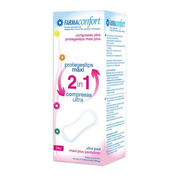 farmaconfort pantyliners maxi 2in1 sanitary napkin ultra 24 units