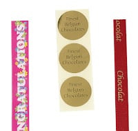 burgundy 'chocolat' printed single faced satin ribbon
