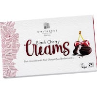 whitakers dark chocolate covered black cherry fondant creams in carton